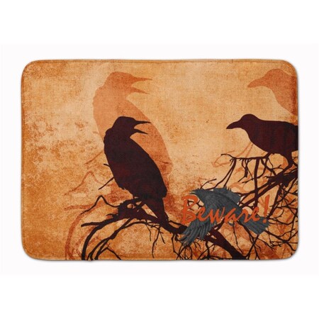Jensendistributionservices Beware of the Black Crows Halloween Machine Washable Memory Foam Mat MI2550658
